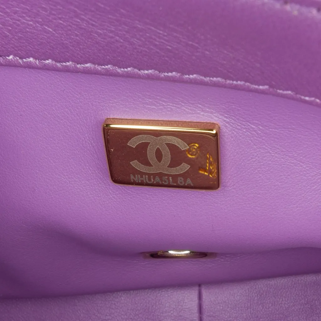 Chanel Mini Lambskin Triple Chain Full Flap Purple Leather Very good - Box View
