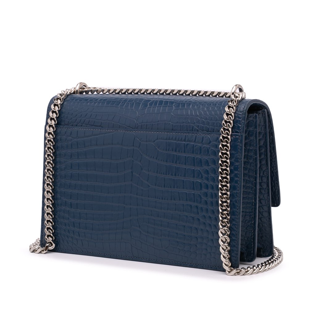 Saint Laurent Medium Croc Embossed Monogram Sunset Bag - 2