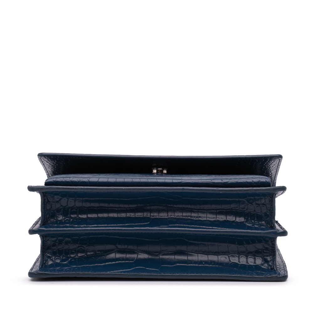 Saint Laurent Medium Croc Embossed Monogram Sunset Bag - 3