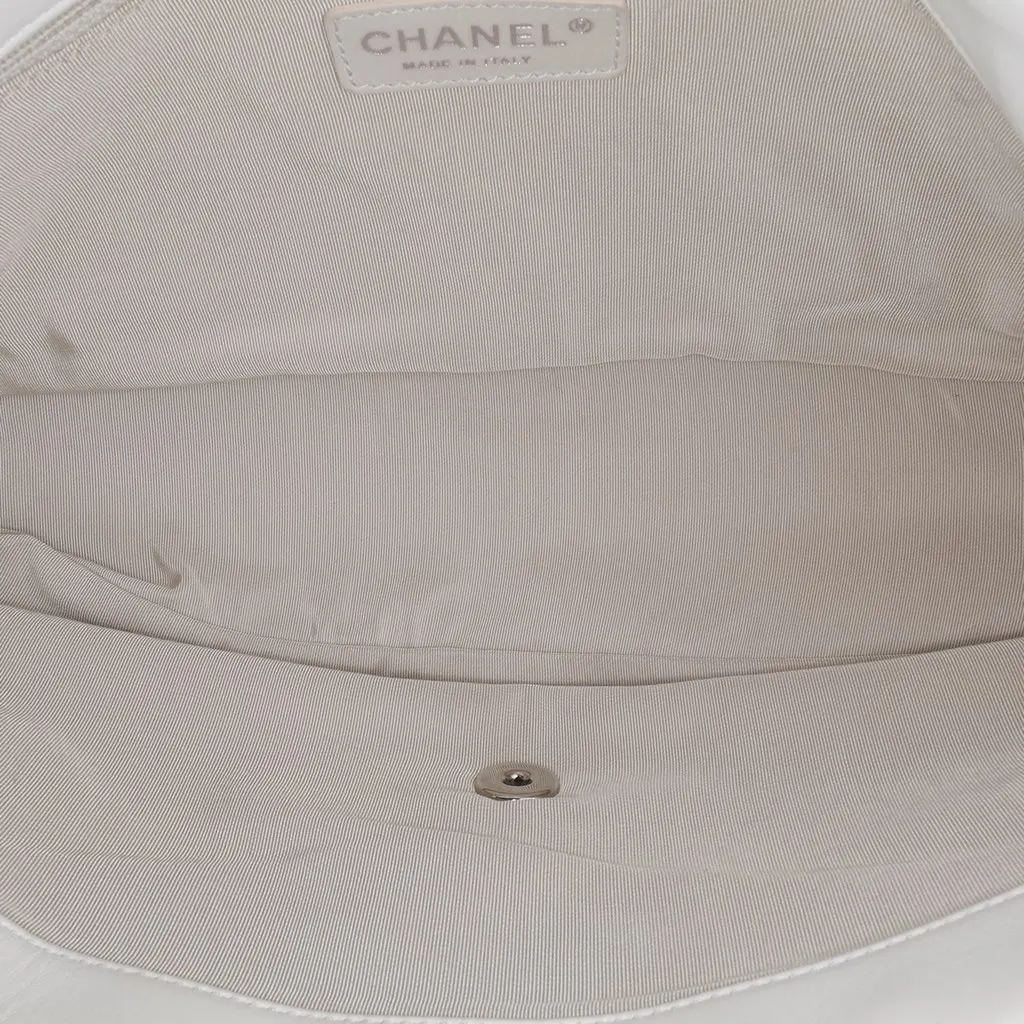Chanel Jumbo Calfskin Canebiers Net Flap White Leather Good - Model View