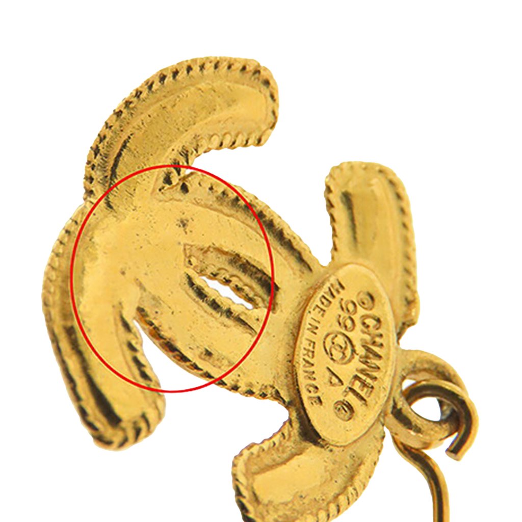 Chanel Gold Plated CC Drop Hook Earrings - 4