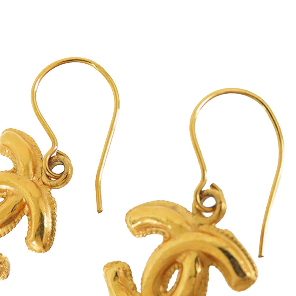Chanel Gold Plated CC Drop Hook Earrings - 5