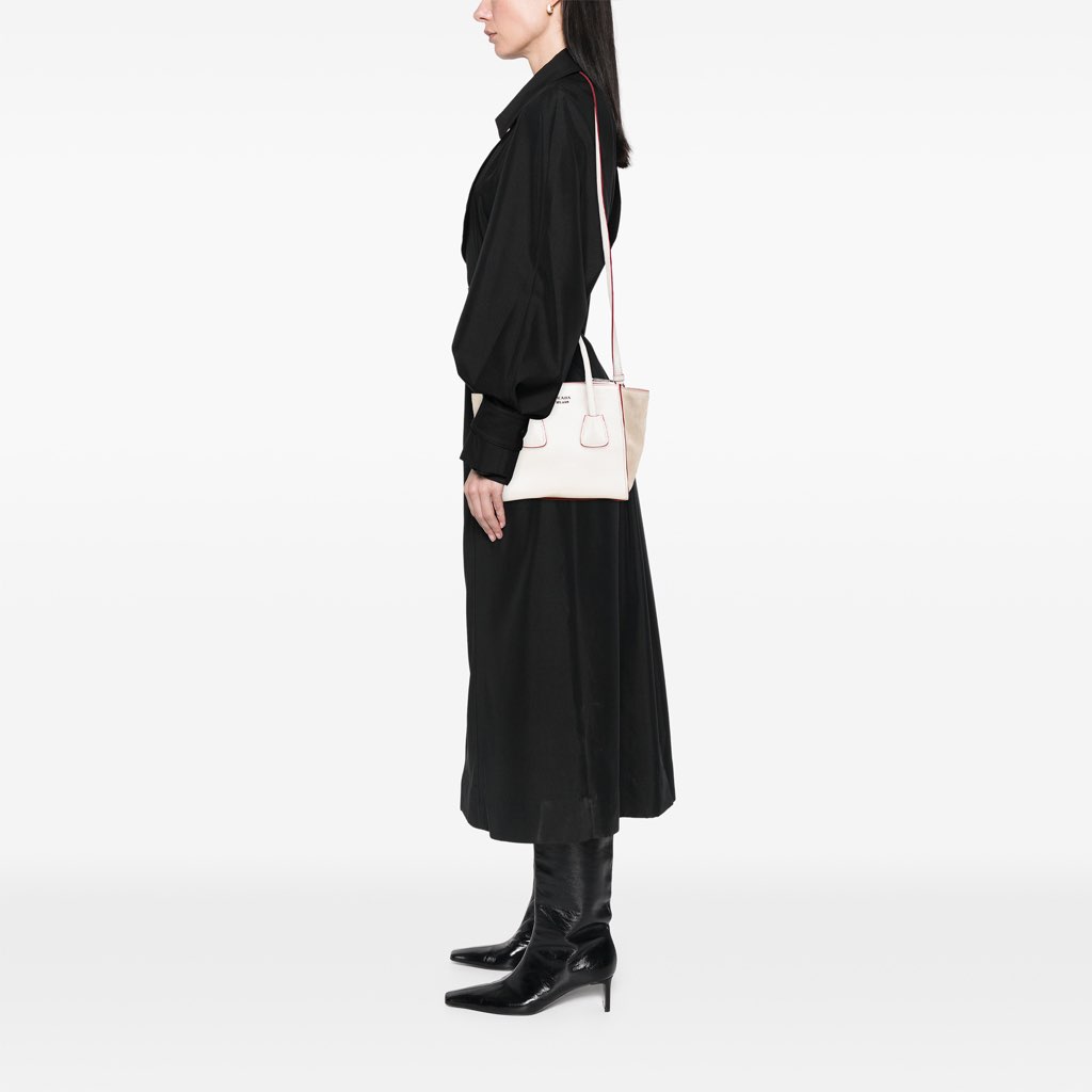 Prada Mini Scamosciato Trimmed Glace Calf Twin Pocket Satchel - Image 15