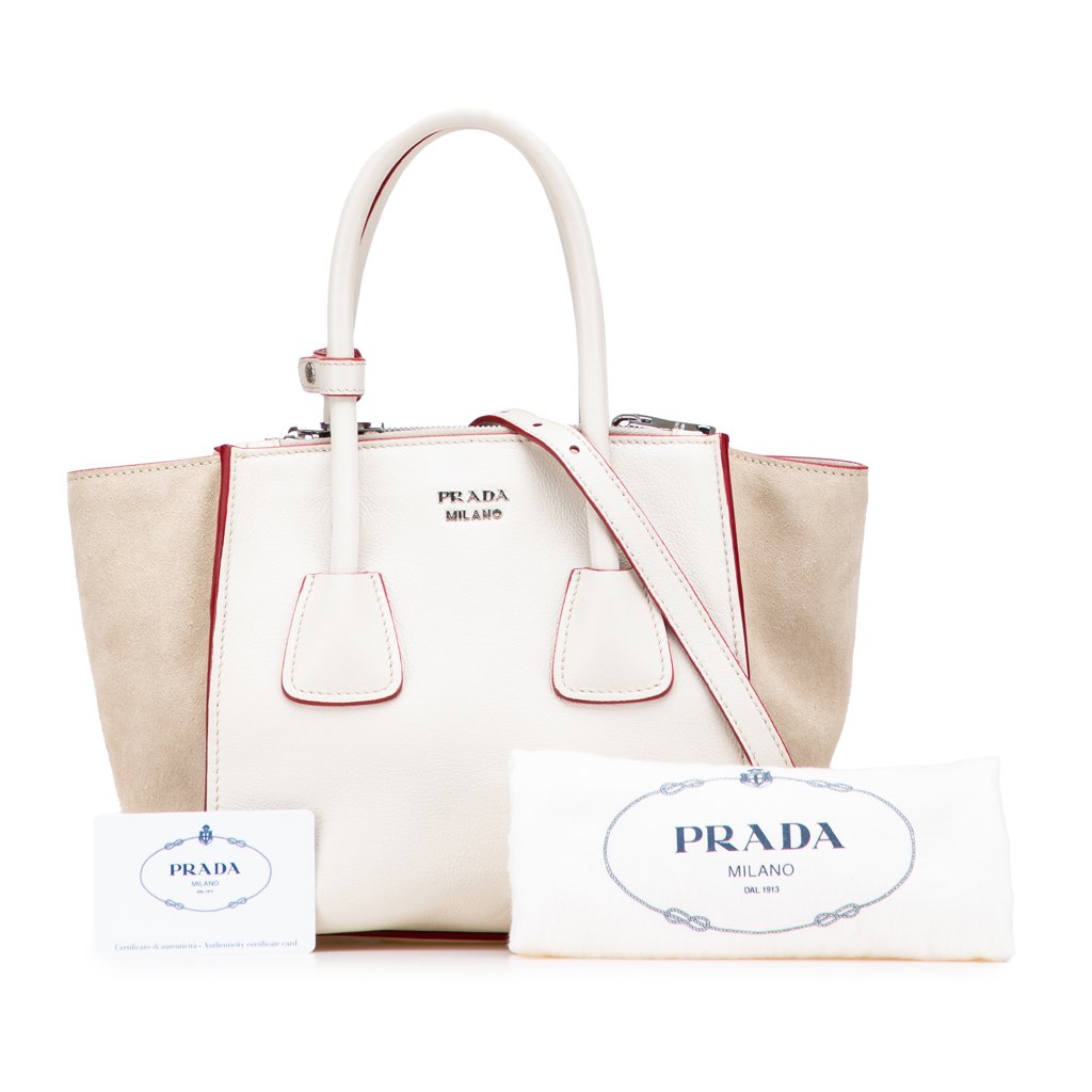 Prada Mini Scamosciato Trimmed Glace Calf Twin Pocket Satchel - Image 16
