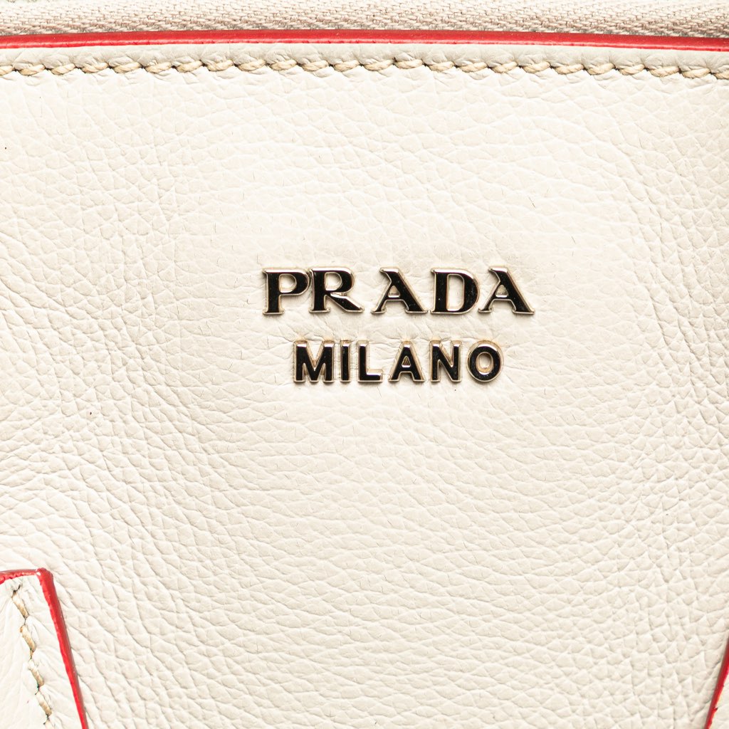 Prada Mini Scamosciato Trimmed Glace Calf Twin Pocket Satchel - Image 12