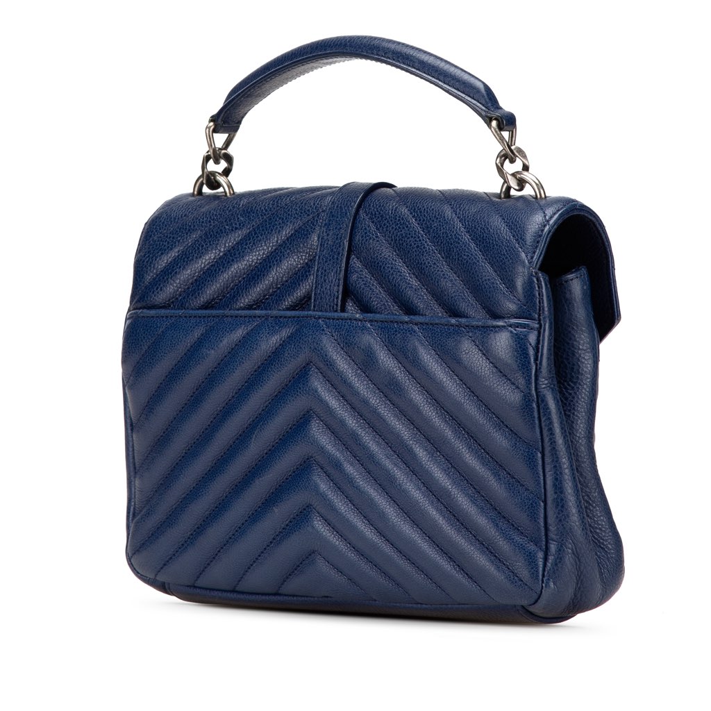 Saint Laurent Medium Quilted Chevron Sheepskin College Satchel - 2