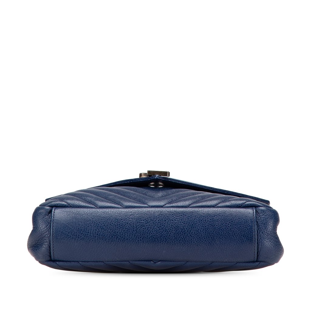 Saint Laurent Medium Quilted Chevron Sheepskin College Satchel - 3