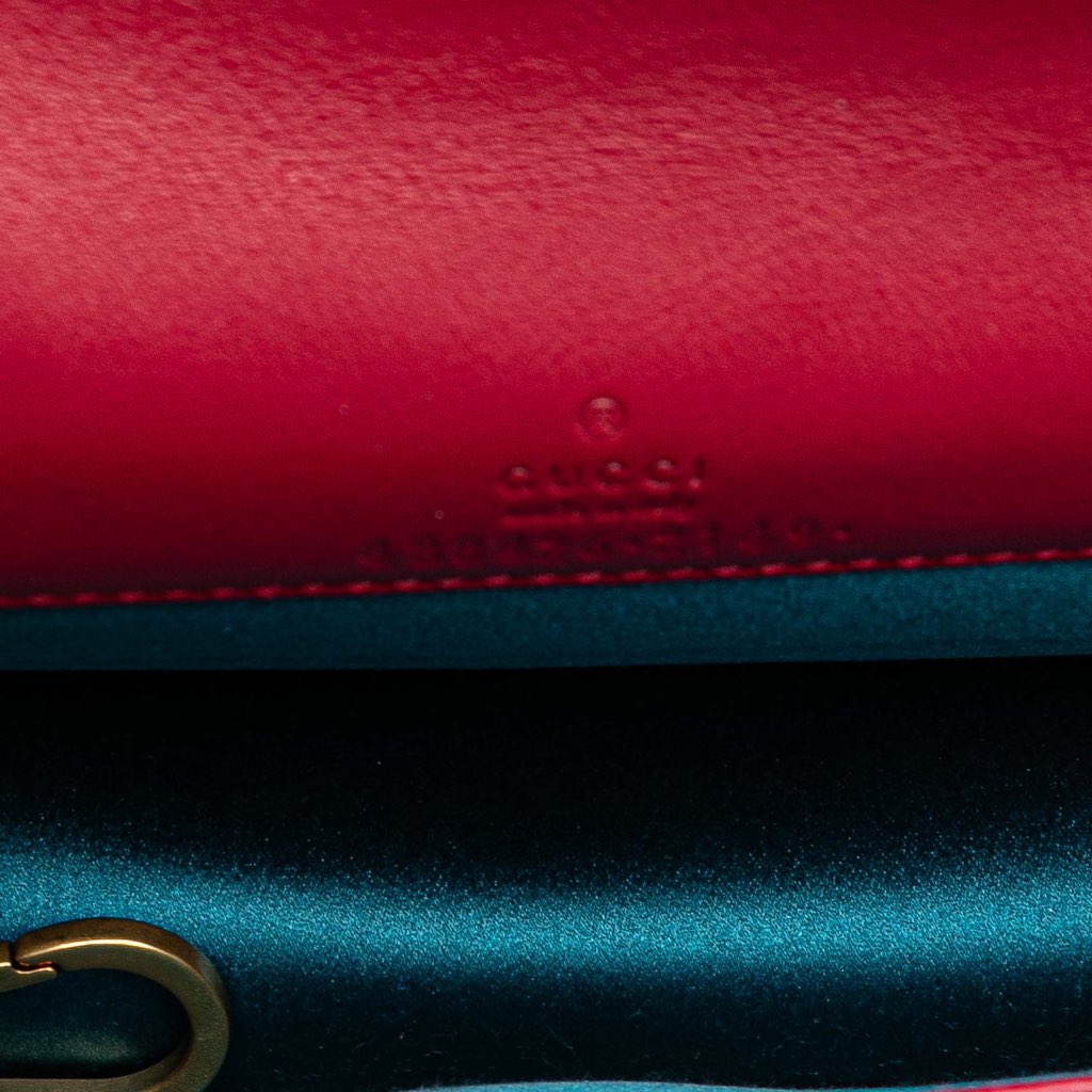 Gucci Mini GG Marmont Embroidered Matelasse Velvet Love Wallet On Chain - 4