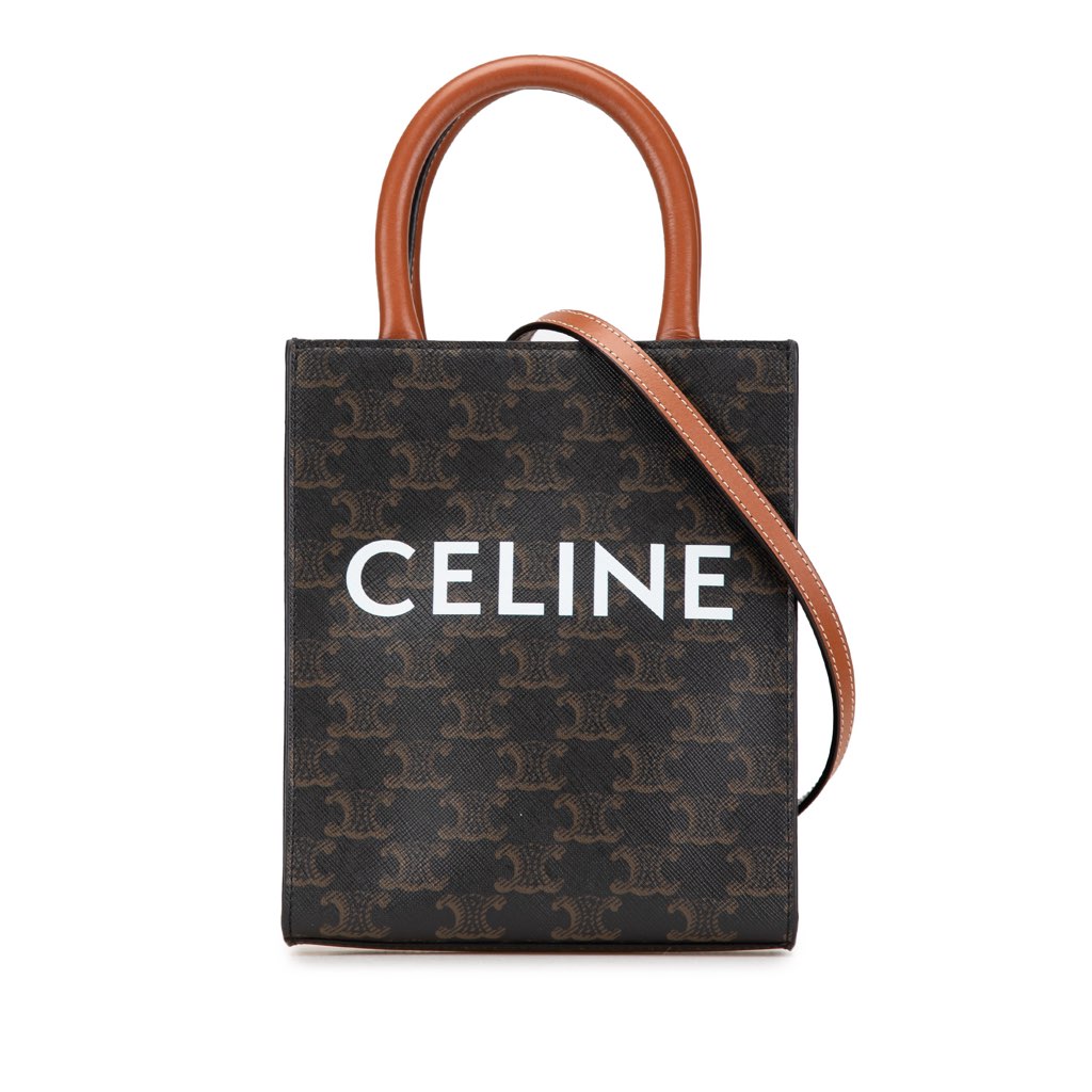 Celine Mini Triomphe Coated Canvas Vertical Cabas Satchel