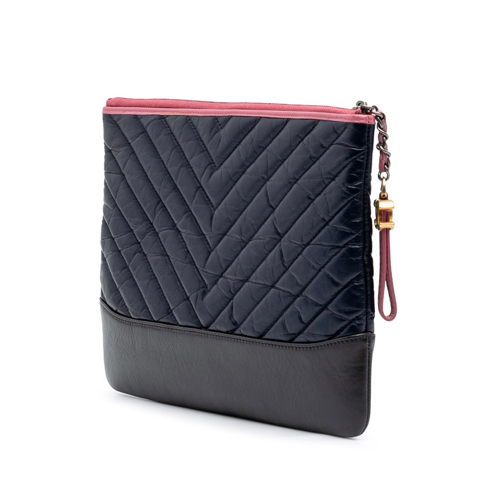 Chanel Medium Chevron Aged Calfskin Gabrielle Cosmetic Clutch - 2