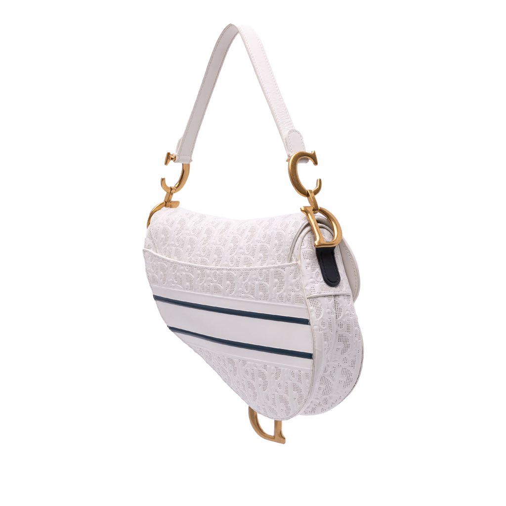 Dior Perforated Oblique Embossed Calfskin Saddle Bag - 2