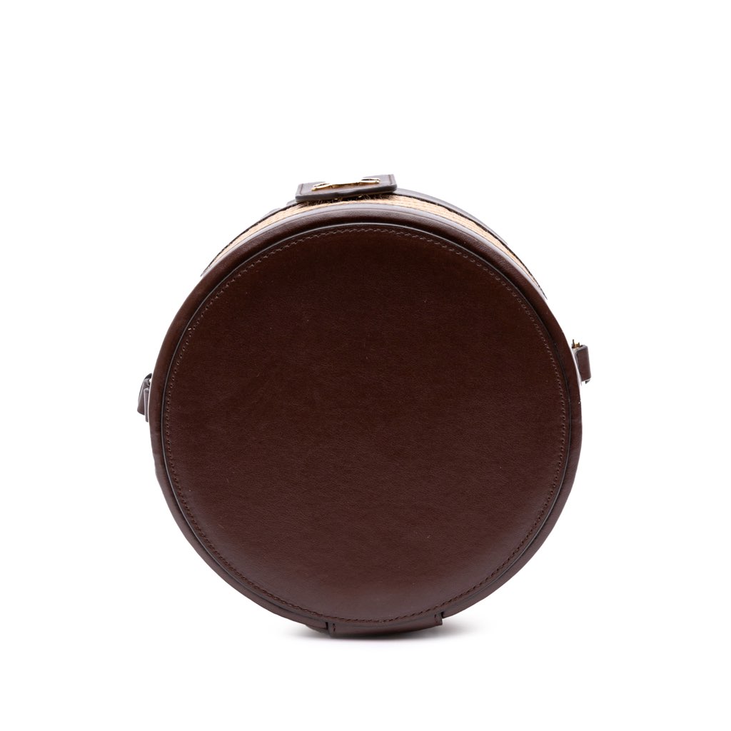 Celine Medium Raffia and Calfskin Triomphe Tambour Crossbody - 3