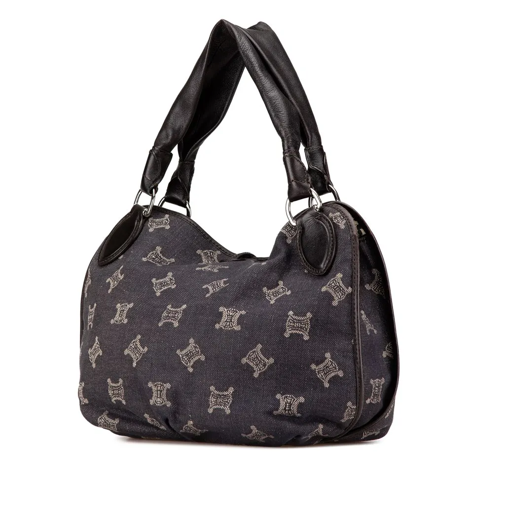 Celine Denim Macadam Bittersweet Hobo Bag Brown Denim Good - Back View