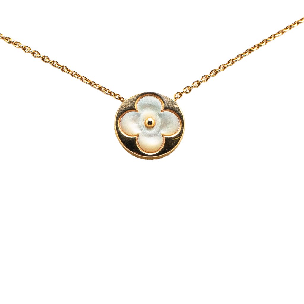 Louis Vuitton 18K Yellow Gold and Mother of Pearl Monogram Color Blossom Sun Necklace