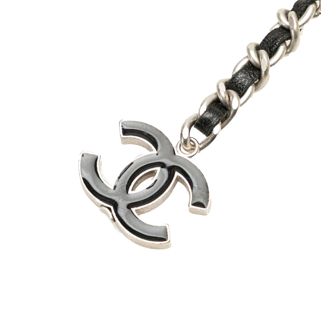 Chanel Silver CC Leather Woven Chain Belt - Back view