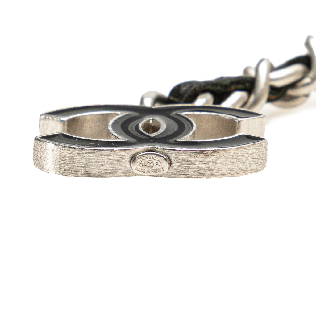 Chanel Silver CC Leather Woven Chain Belt - Image 6