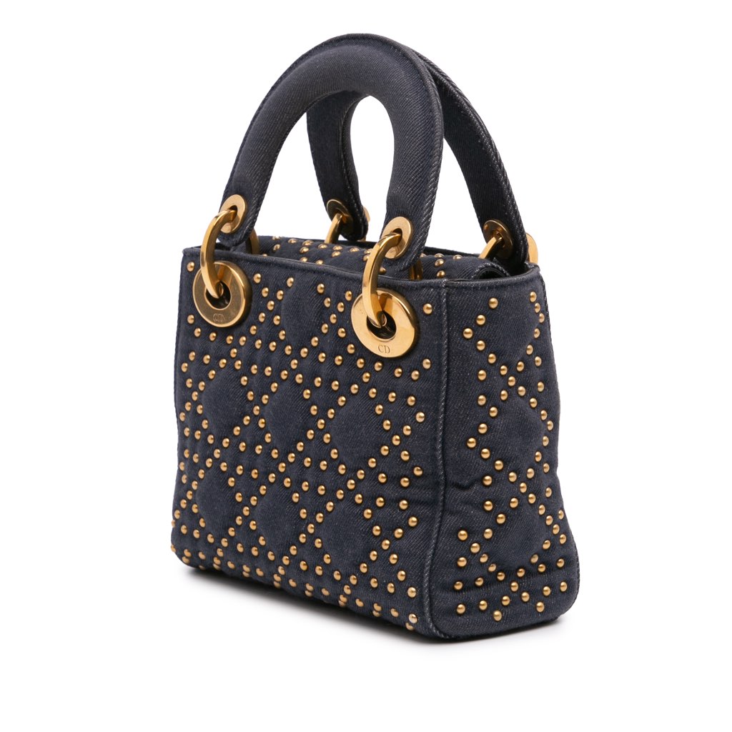 Dior Mini Denim Cannage Studded Supple Lady Dior - Back view