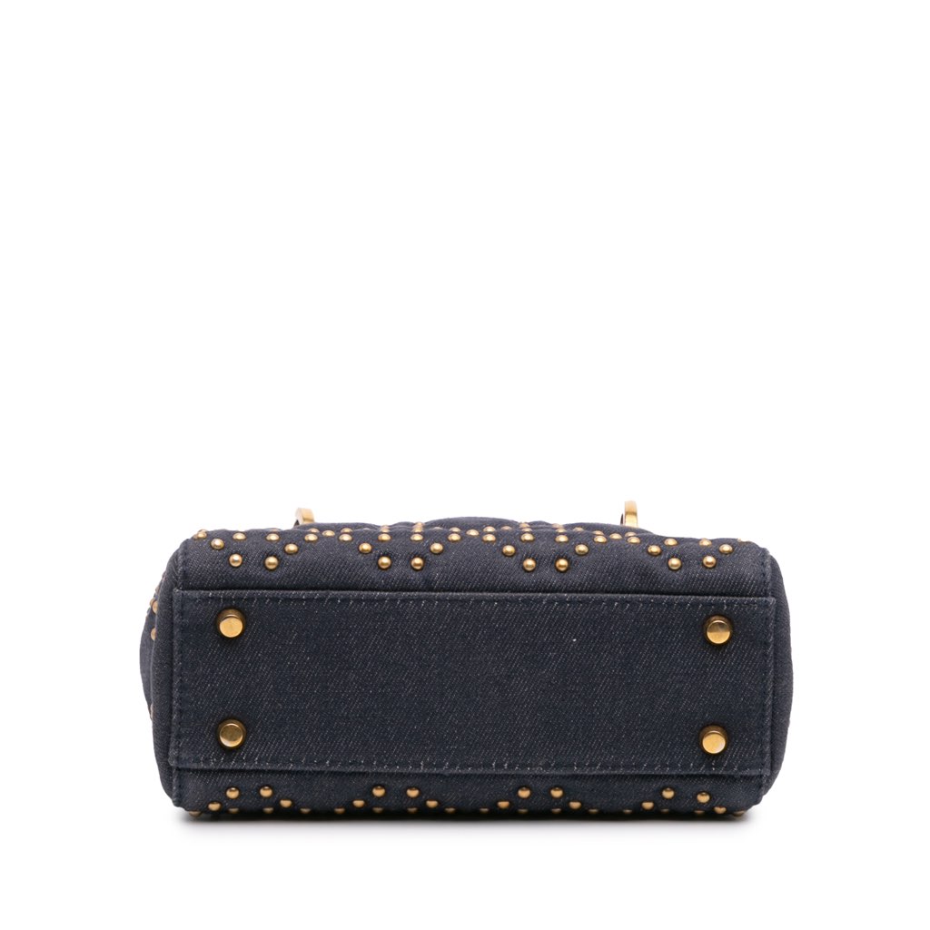 Dior Mini Denim Cannage Studded Supple Lady Dior - Image 6