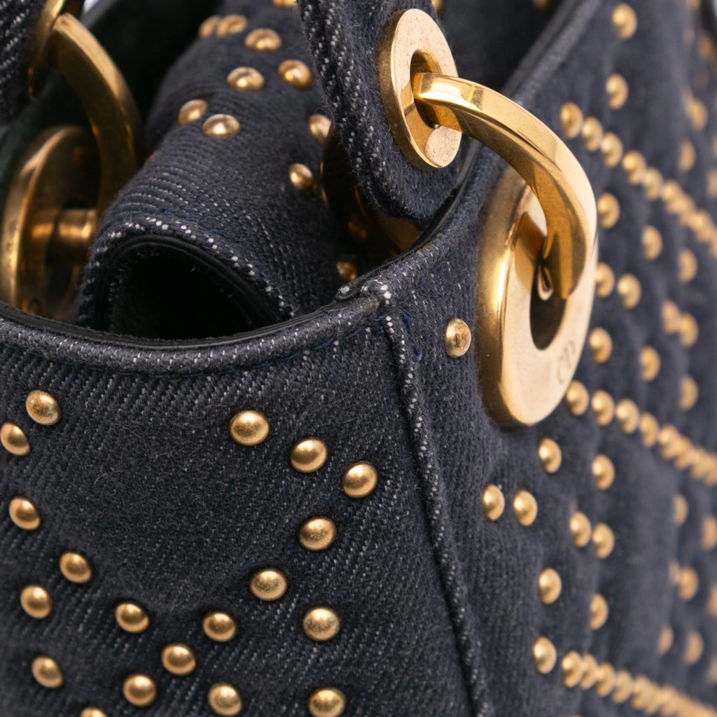 Dior Mini Denim Cannage Studded Supple Lady Dior - Image 10