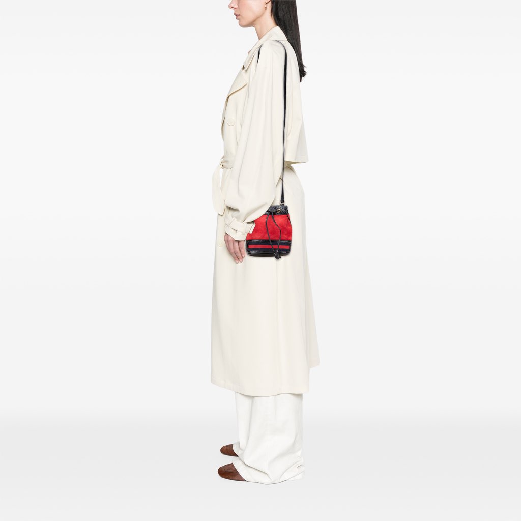 Gucci Mini Suede and Patent Web Ophidia Bucket Bag - Image 13