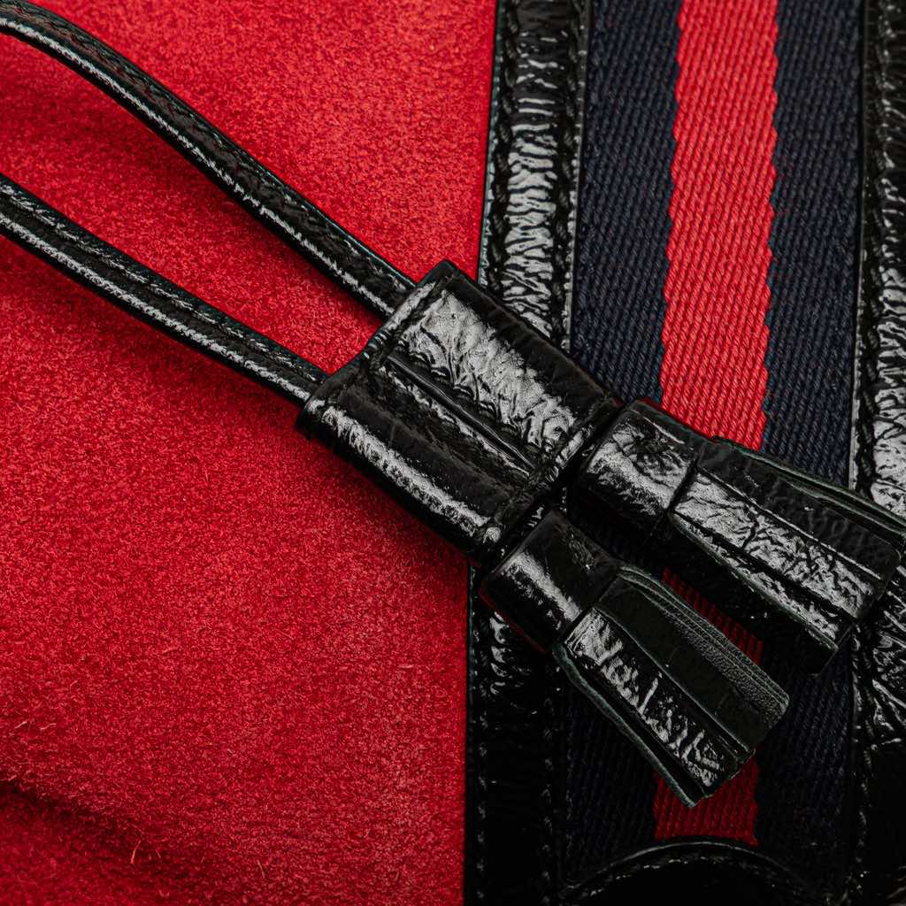 Gucci Mini Suede and Patent Web Ophidia Bucket Bag - Image 10