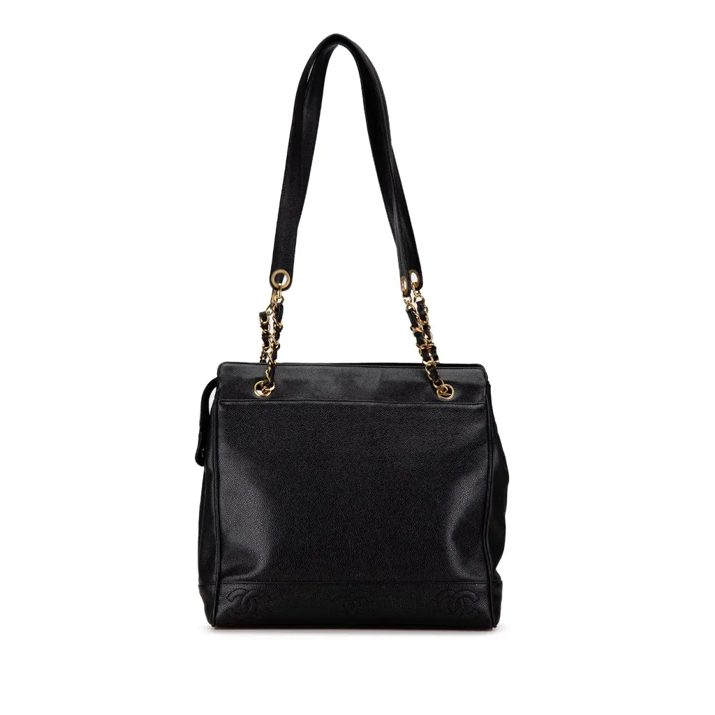 Chanel Triple CC Caviar Shoulder Bag Black Leather Very good - Inside View