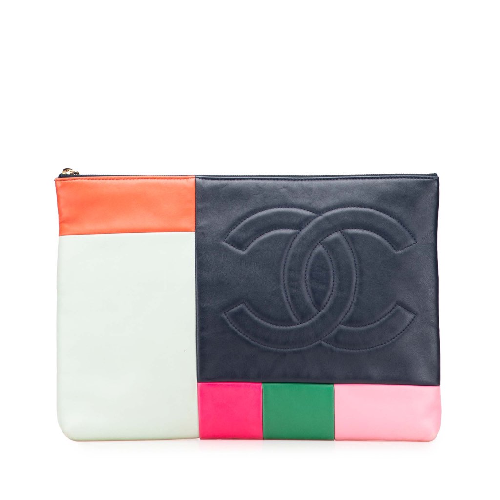 Chanel Large Lambskin Colorblock Patchwork O Case