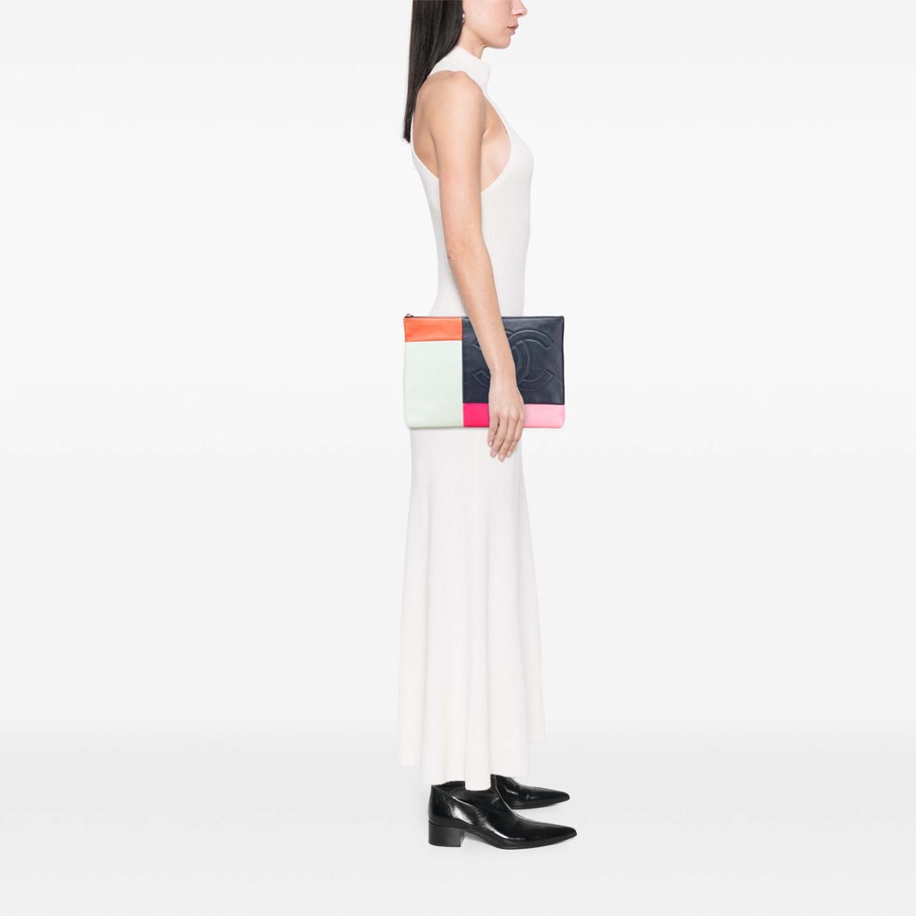 Chanel Large Lambskin Colorblock Patchwork O Case - Image 13