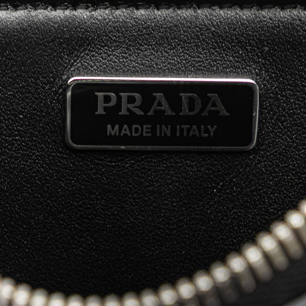 Prada Mini Spazzolato Leather Triangle Chain Crossbody - Side view