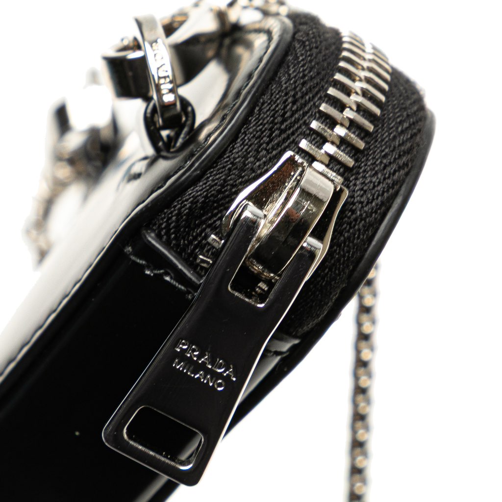 Prada Mini Spazzolato Leather Triangle Chain Crossbody - Image 11