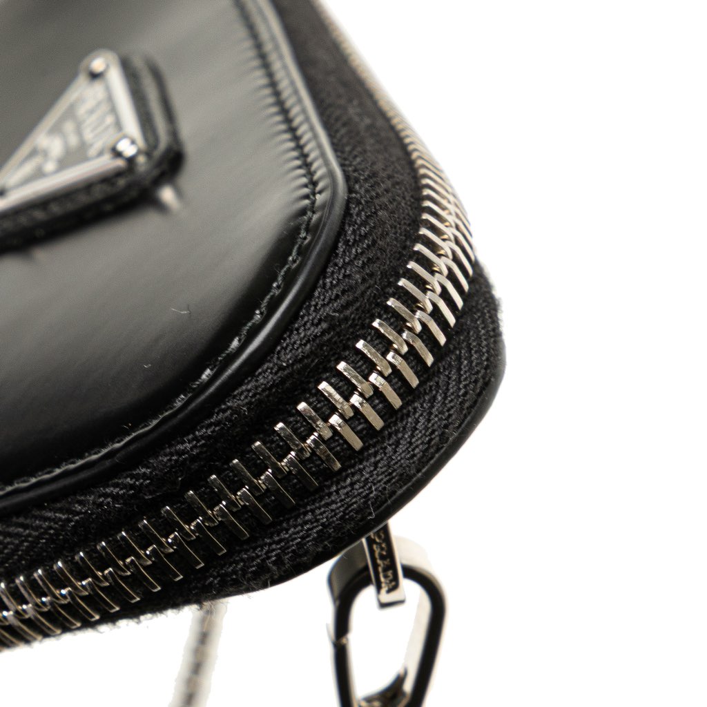 Prada Mini Spazzolato Leather Triangle Chain Crossbody - Image 12