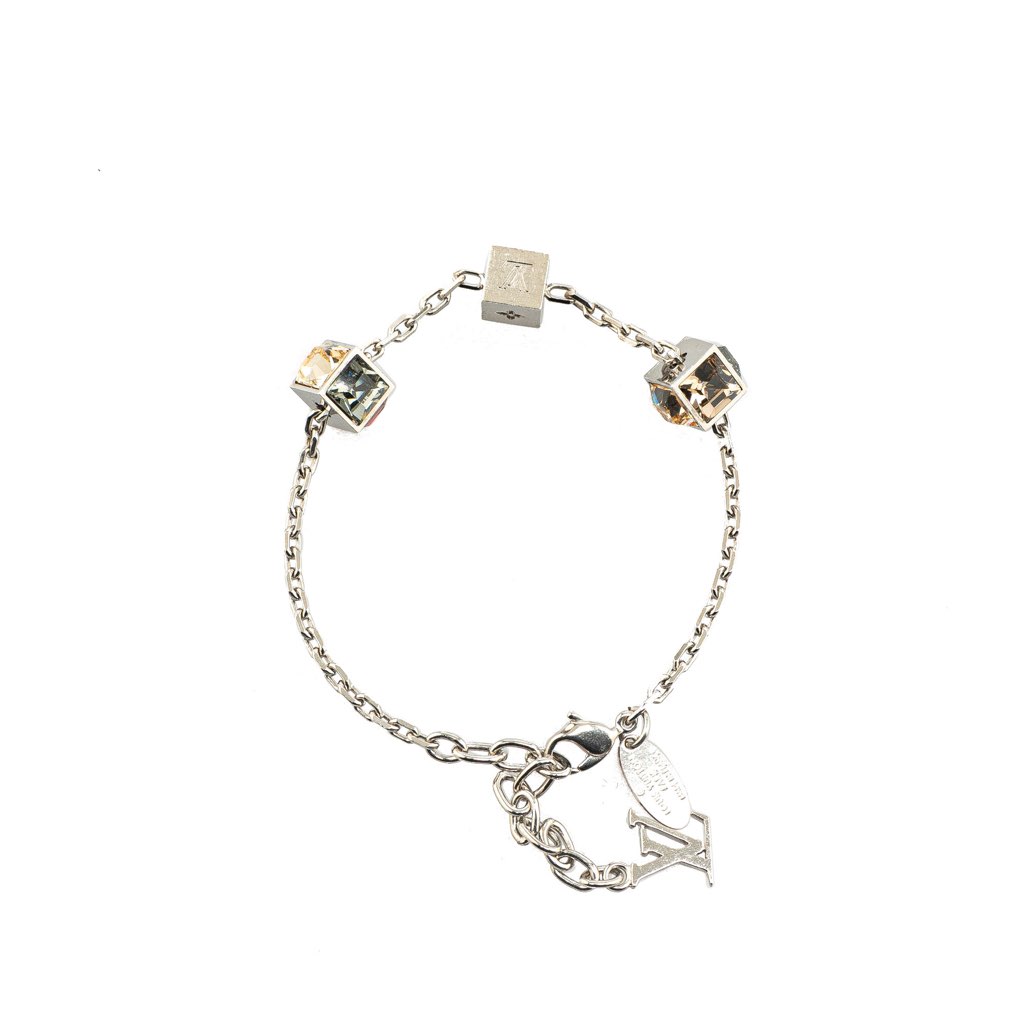 Louis Vuitton Silver Plated Crystal Gamble Station Bracelet - 2
