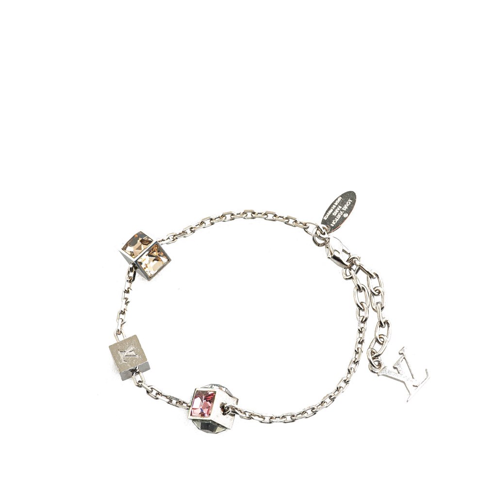 Louis Vuitton Silver Plated Crystal Gamble Station Bracelet - 3