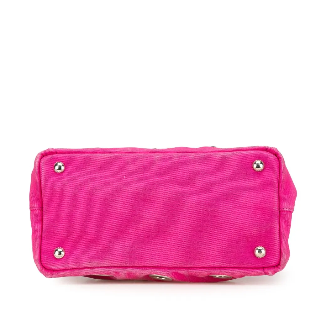 Prada Small Canvas Canapa Grommet Satchel Pink Canvas Very good - Inside View