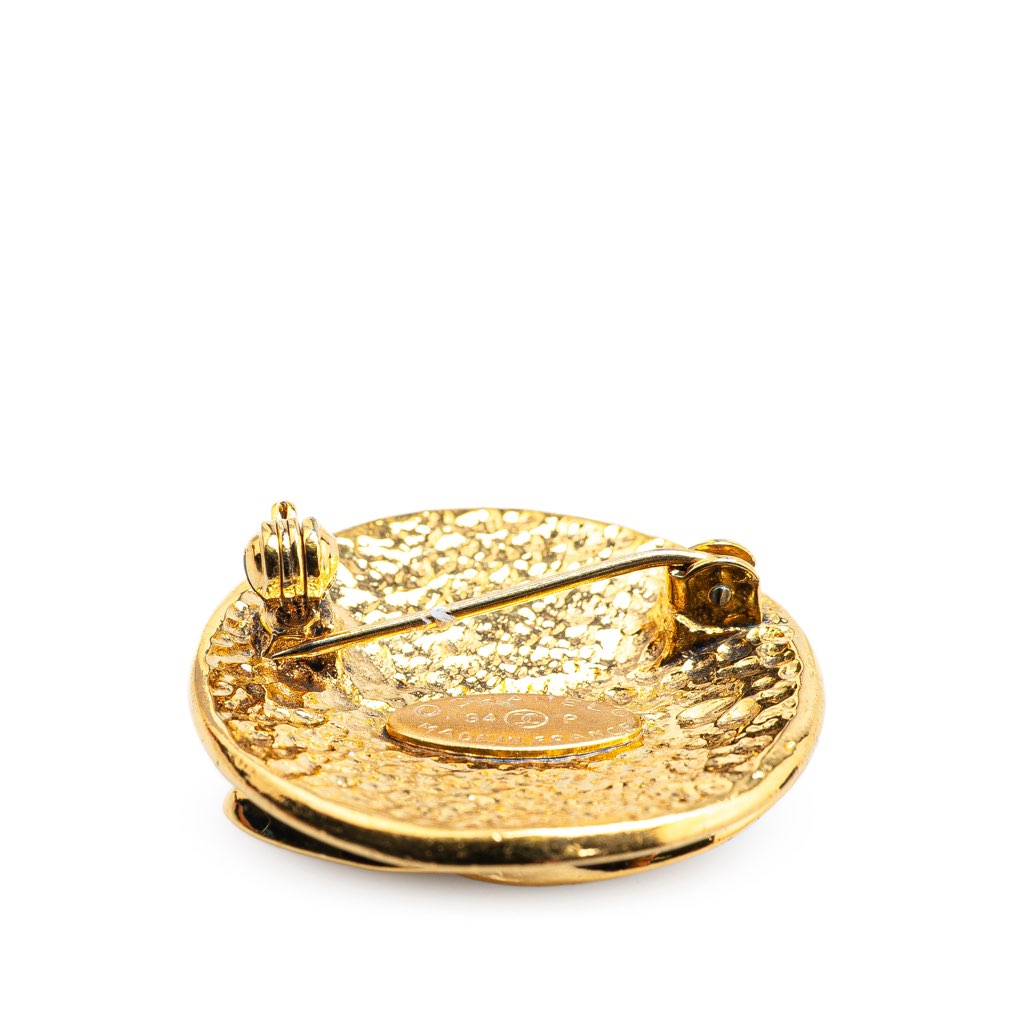 Chanel Gold Plated CC Round Brooch - 4