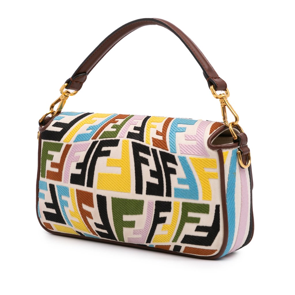 Fendi Sarah Coleman Zucca Embroidered Canvas Fish Eye Vertigo Baguette Satchel - 2