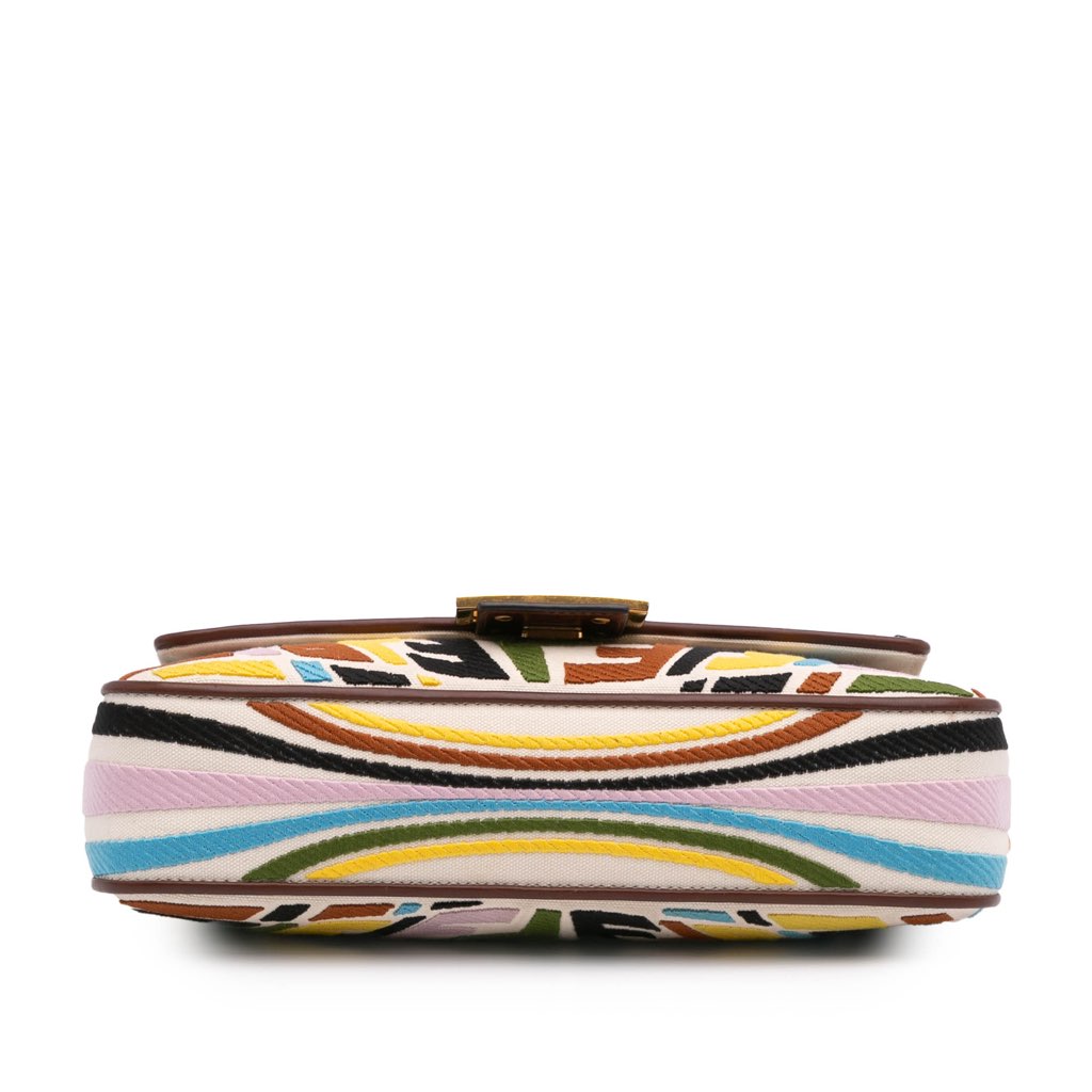 Fendi Sarah Coleman Zucca Embroidered Canvas Fish Eye Vertigo Baguette Satchel - 3