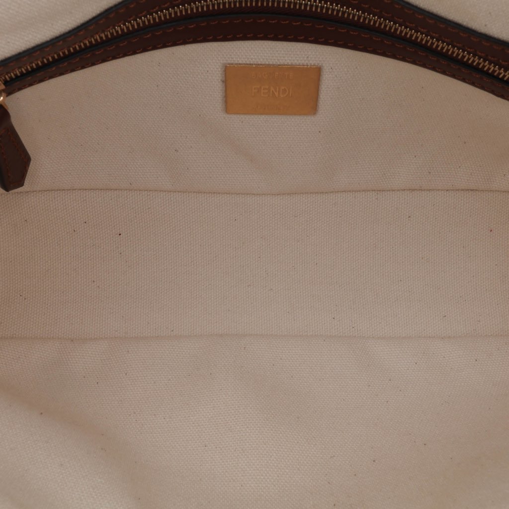 Fendi Sarah Coleman Zucca Embroidered Canvas Fish Eye Vertigo Baguette Satchel - 4