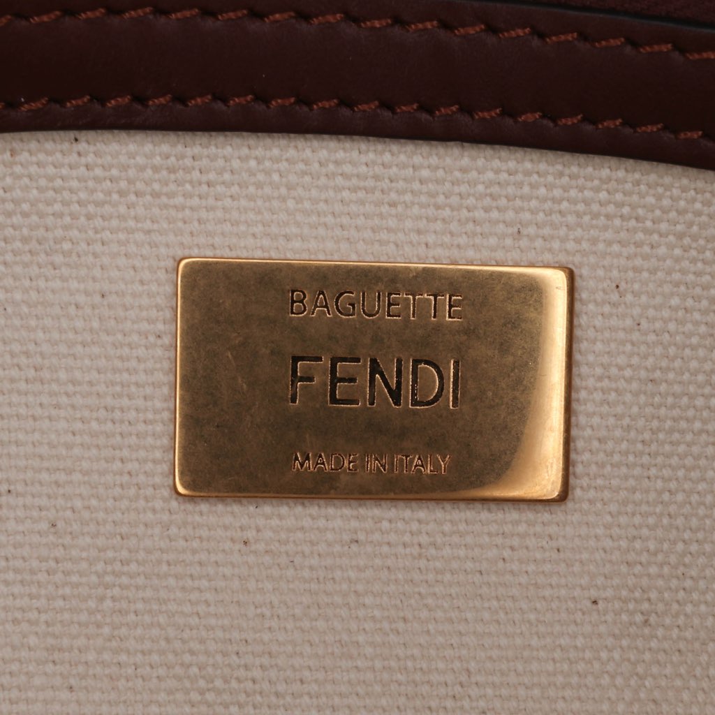 Fendi Sarah Coleman Zucca Embroidered Canvas Fish Eye Vertigo Baguette Satchel - 5