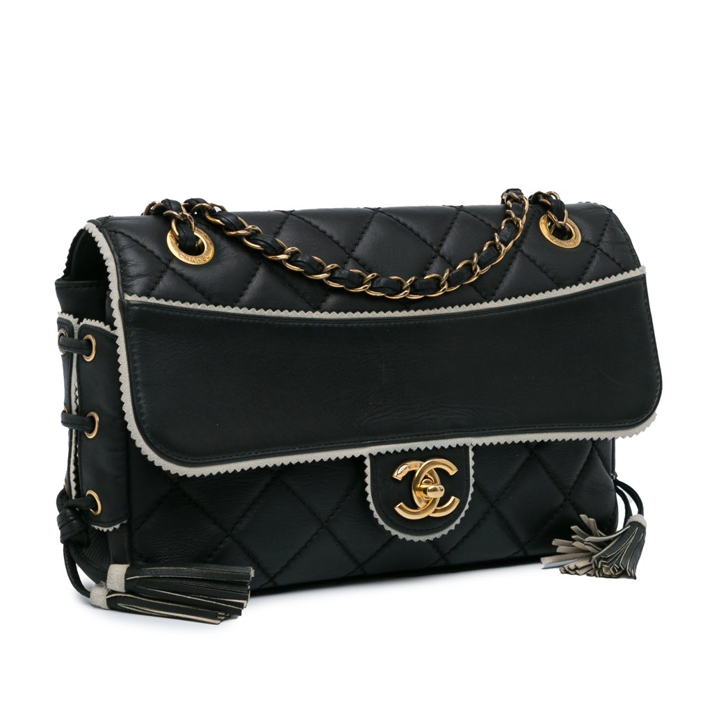 Chanel CC Quilted Lambskin Tassel and Border Embellished Flap - Back view
