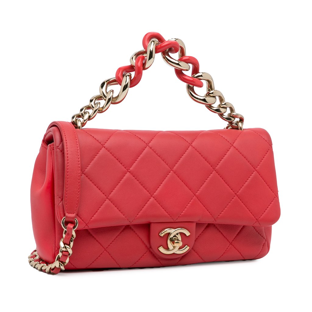 Chanel Small Lambskin Elegant Chain Single Flap - Back view