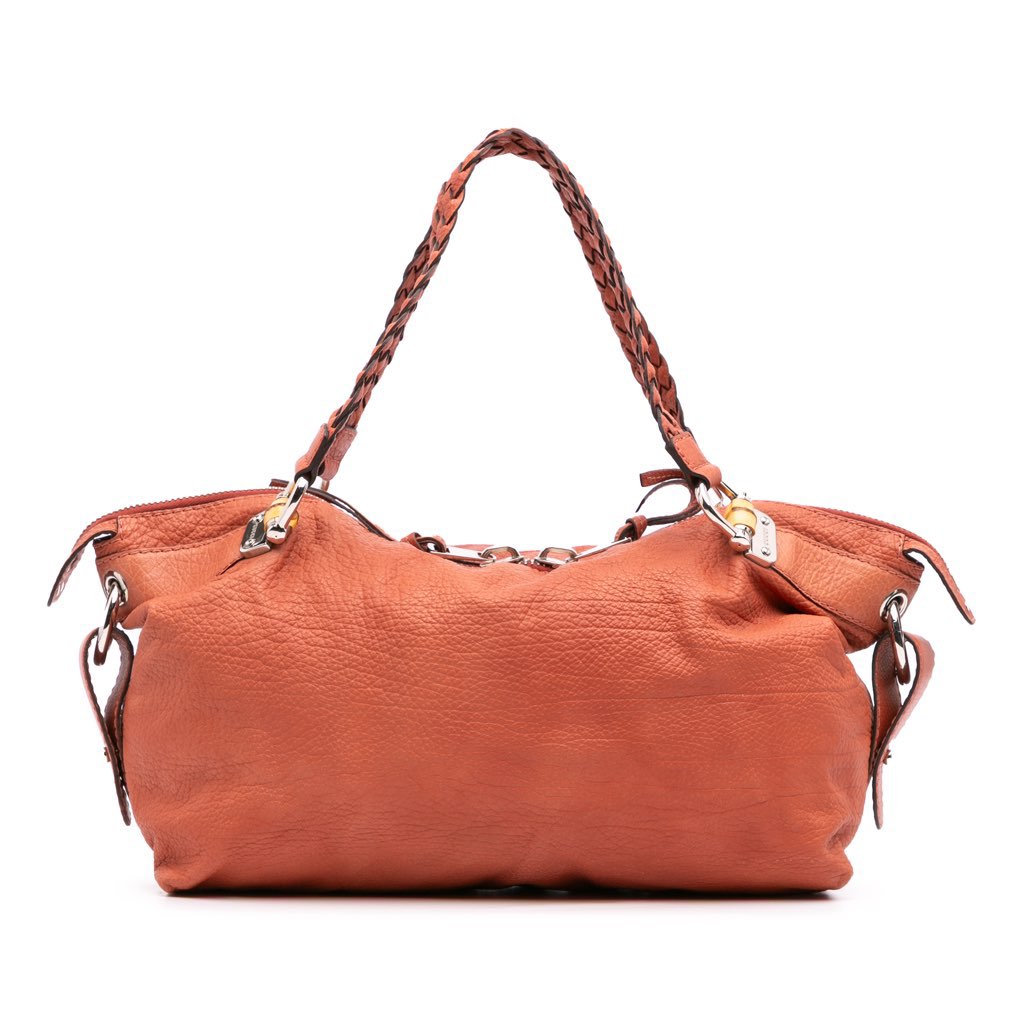 Gucci Medium Leather Bamboo Bar Tote