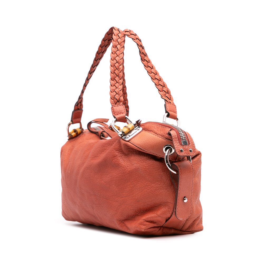 Gucci Medium Leather Bamboo Bar Tote - Back view