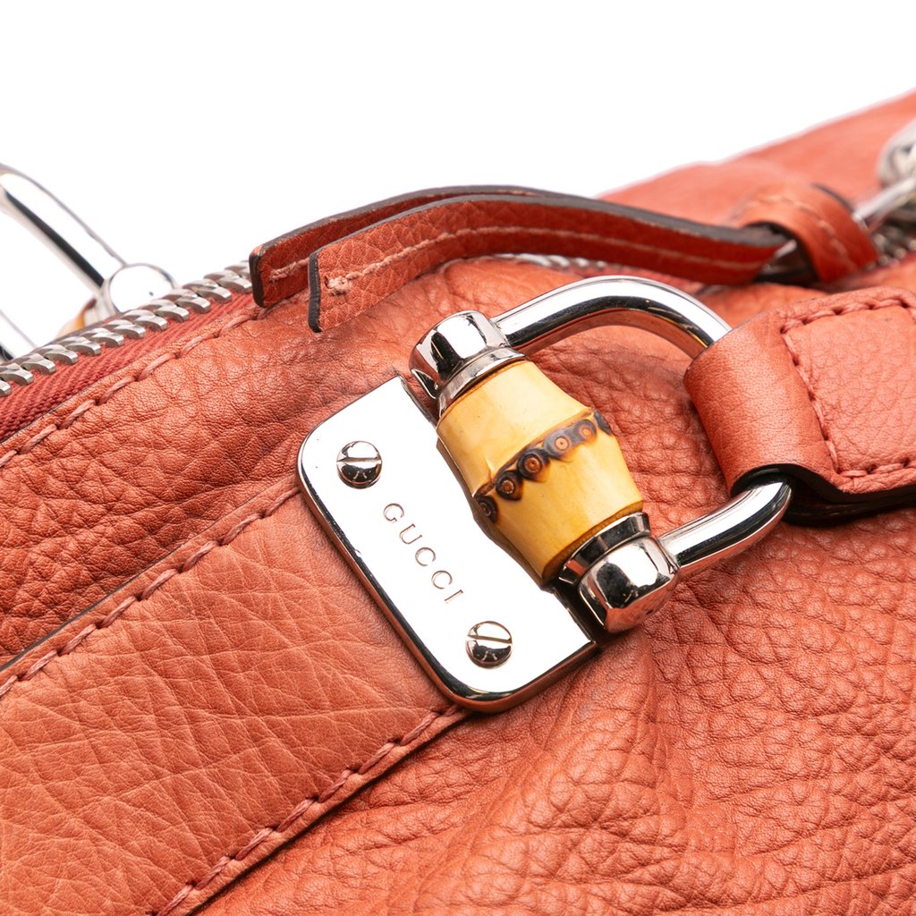 Gucci Medium Leather Bamboo Bar Tote - Image 10