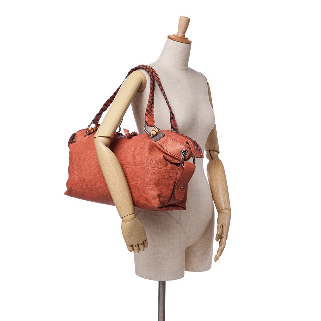 Gucci Medium Leather Bamboo Bar Tote - Image 11