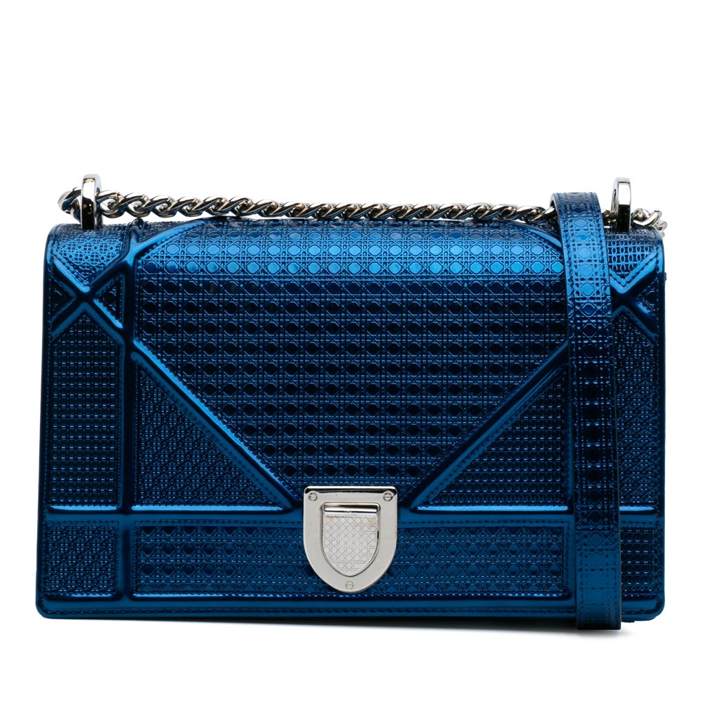Dior Medium Metallic Patent Microcannage Diorama Crossbody