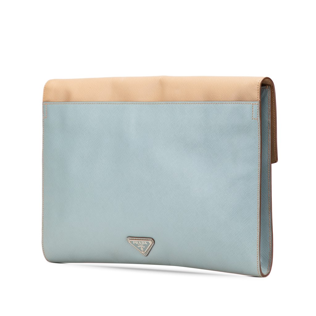Prada Bicolor Saffiano Envelope Pushlock Clutch - 2