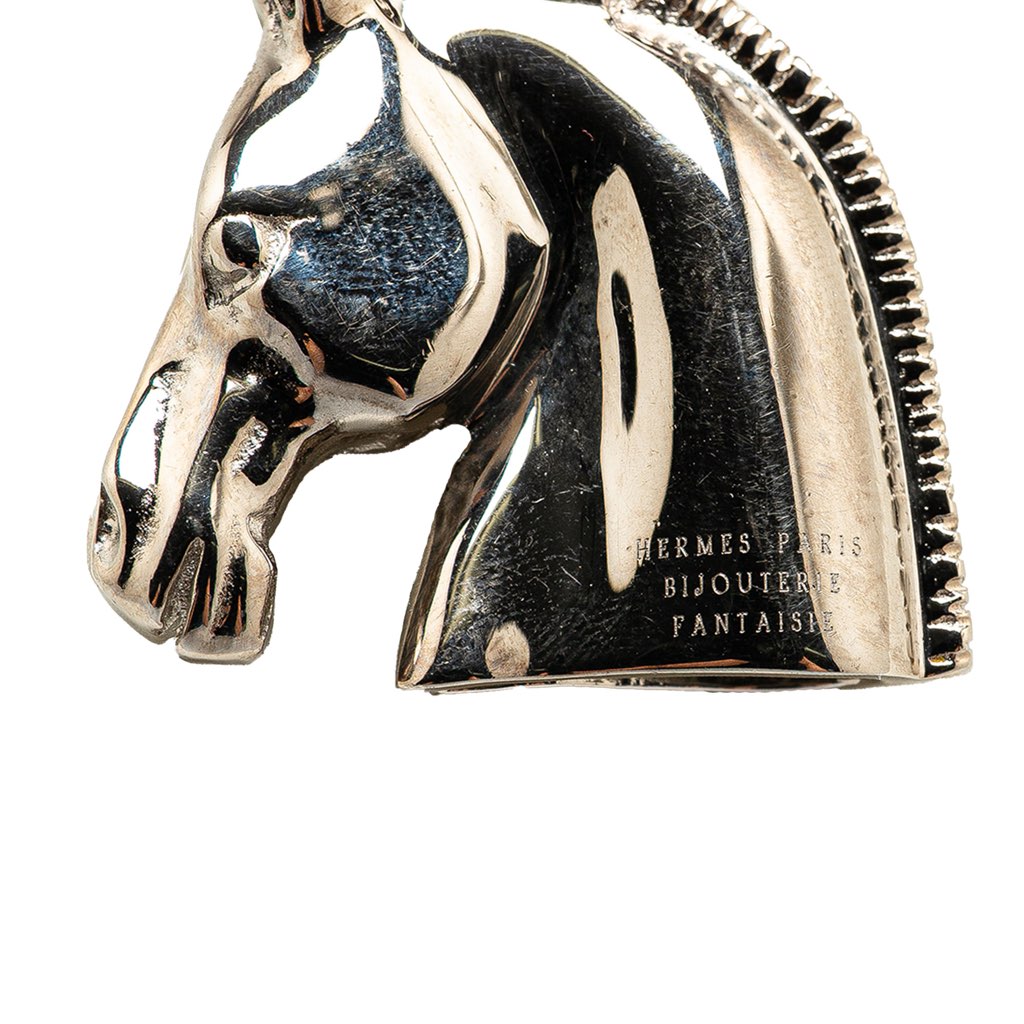 Hermès Palladium Plated Horse Head Pendant Necklace - 3