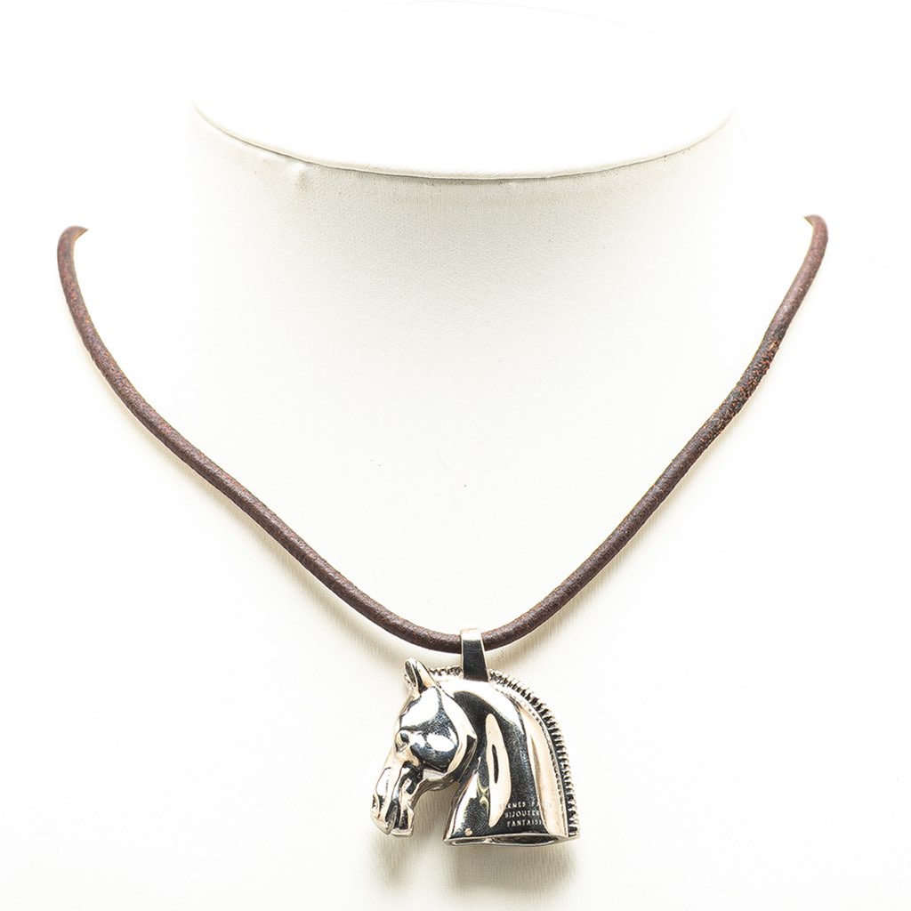 Hermès Palladium Plated Horse Head Pendant Necklace - 4