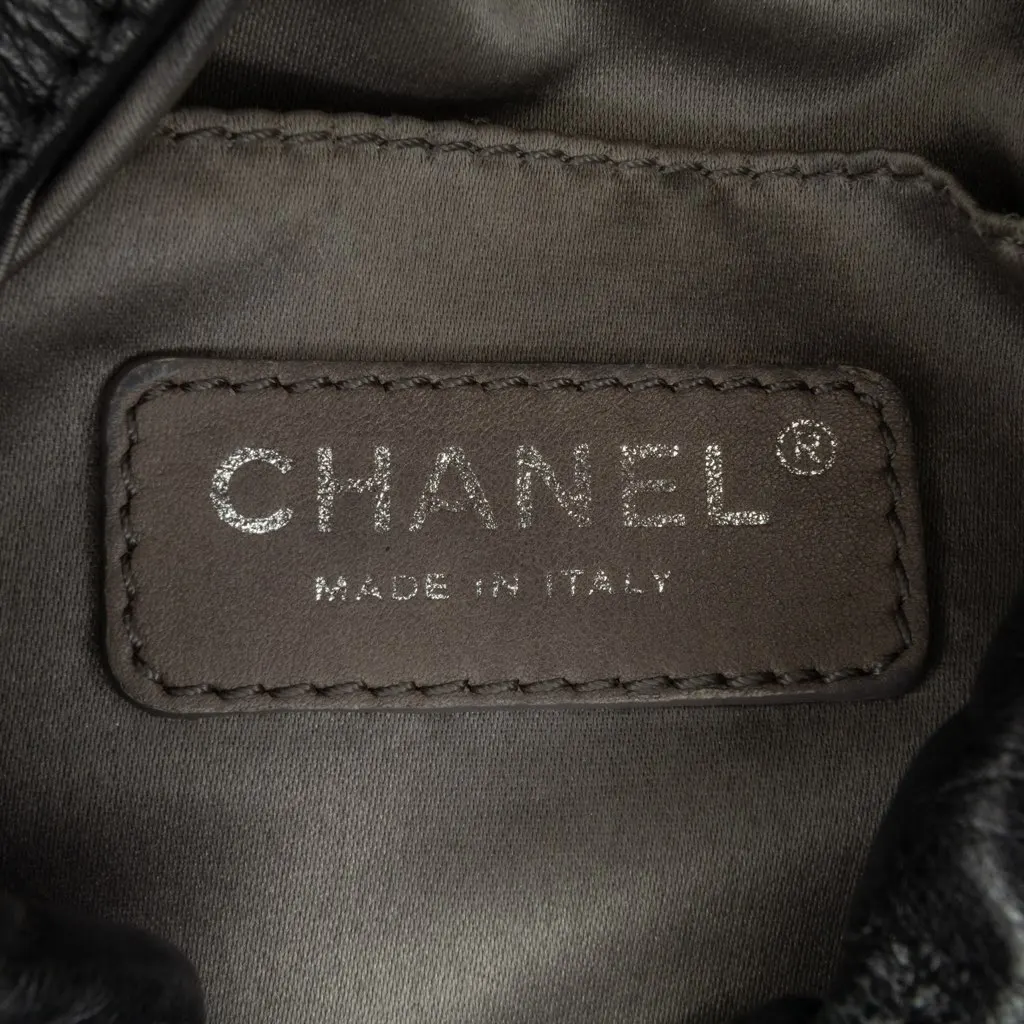 Chanel CC Calfskin Dual Twin Chain Handbag Black Leather Good - Box View